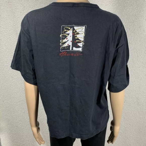 Vtg 80s Women’s Christmas T-Shirt Crazy Shirt One size Black Mele Kalikimaka - Picture 6 of 8